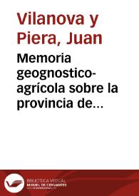 Portada:Memoria geognostico-agrícola sobre la provincia de Castellón