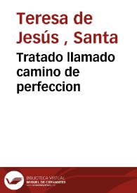 Portada:Tratado llamado camino de perfeccion