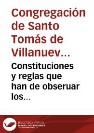 Portada:Constituciones y reglas que han de obseruar los congregantes de la Real Congregacion Arzobispo que fue de Valencia