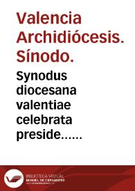 Portada:Synodus diocesana valentiae celebrata preside... Ioanne Ribera... : anno 1578