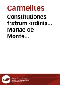 Portada:Constitutiones fratrum ordinis... Mariae de Monte Carmeli