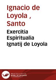 Portada:Exercitia Espiritualia Ignatij de Loyola