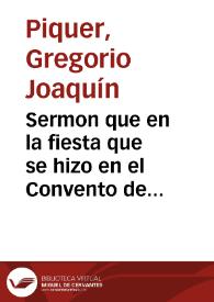 Portada:Sermon que en la fiesta que se hizo en el Convento de la Corona, religiosos franciscanos recoletos ... de Valencia, en desagrauio de la Virgen ... por el desacato hecho a su imagen ...