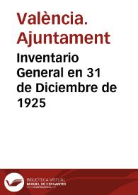 Portada:Inventario General en 31 de Diciembre de 1925