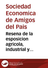 Portada:Resena de la esposicion agricola, industrial y artistica