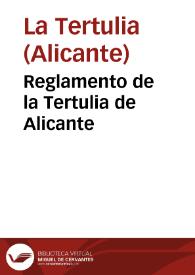 Portada:Reglamento de la Tertulia de Alicante