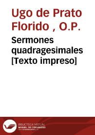 Portada:Sermones quadragesimales [Texto impreso]