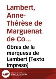 Portada:Obras de la marquesa de Lambert [Texto impreso]