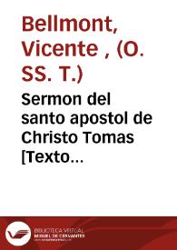 Portada:Sermon del santo apostol de Christo Tomas [Texto impreso]