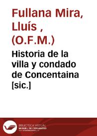 Portada:Historia de la villa y condado de Concentaina [sic.]