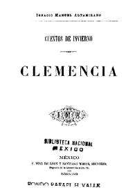 Portada:Clemencia: cuentos de invierno / Ignacio Manuel Altamirano