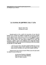 Portada:La cultura de Quevedo: cala y cata / Sagrario López Poza