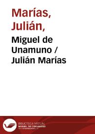 Portada:Miguel de Unamuno / Julián Marías