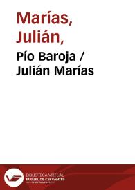 Portada:Pío Baroja / Julián Marías