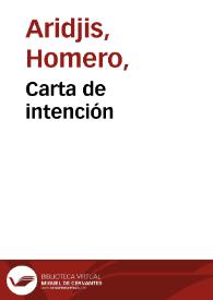 Portada:Carta de intención / Homero Aridjis