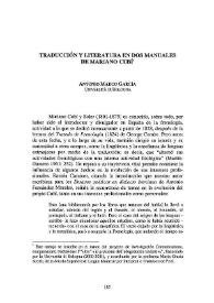 Portada:Traducción y literatura en dos manuales de Mariano Cubí / Antonio Marco García
