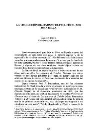 Portada:La traducción  de "Le Bossu" de Paul Féval por Juan Belza / Àngels Santa