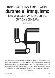 Portada:Notas sobre la crítica teatral del franquismo. Las difusas fronteras entre crítica y censura / Berta Muñoz Cáliz