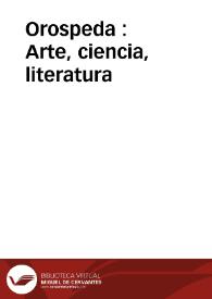 Portada:Orospeda : Arte, ciencia, literatura