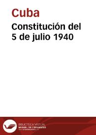 Portada:Constitución del 5 de julio 1940