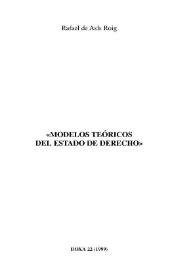 Portada:Modelos teóricos del Estado de Derecho / Rafael de Asís Roig