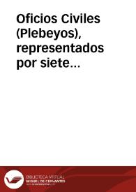 Portada:Oficios Civiles (Plebeyos), representados por siete mujeres en celdas individuales. Agricultura, Orfebrería, Mercaduría, Arquitectura, Venatoria (caza), Cirugía, Timpanistería