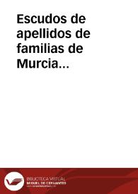 Portada:Escudos de apellidos de familias de Murcia (Bienvengud/Calvillo)