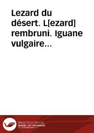 Portada:Lezard du désert. L[ezard] rembruni. Iguane vulgaire (Reptiles)