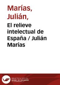 Portada:El relieve intelectual de España / Julián Marías