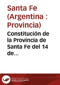 Portada:Constitución de la Provincia de Santa Fe del 14 de abril de 1962