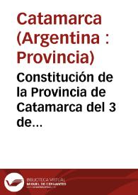 Portada:Constitución de la Provincia de Catamarca del 3 de septiembre de 1988