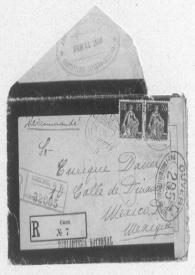 Portada:[Sobre postal sin carta enviado por Carmen Romero Rubio de Díaz a Enrique Danel en México. Caux, Helvetia, 15 de enero de 1916]