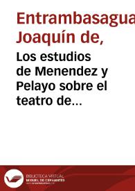 Portada:Los estudios de Menéndez y Pelayo sobre el teatro de Lope de Vega