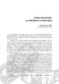 Portada:Anna Magnani, la presencia sincera / Marga Carnicé Mur