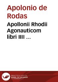 Portada:Apollonii Rhodii Agonauticom libri IIII ... / cum annotationibus Henrici Sthephani ... 