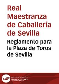 Portada:Reglamento para la Plaza de Toros de Sevilla