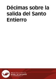 Portada:Décimas sobre la salida del Santo Entierro