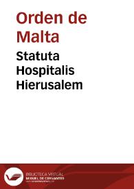 Portada:Statuta Hospitalis Hierusalem