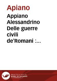 Portada:Appiano Alessandrino Delle guerre civili de'Romani : tomo I