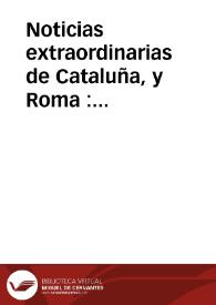 Portada:Noticias extraordinarias de Cataluña, y Roma : publicadas à 5 de iulio 1689