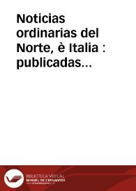 Portada:Noticias ordinarias del Norte, è Italia : publicadas Martes à 21 de março 1690