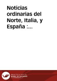 Portada:Noticias ordinarias del Norte, Italia, y España : publicadas el Martes à primeros de noviembre 1689