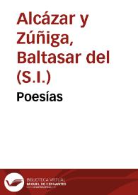 Portada:Poesías / de Baltasar de Alcazar ; precedidas de la biografía del autor por Francisco Pacheco