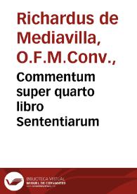 Portada:Commentum super quarto libro Sententiarum