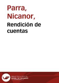Portada:Rendición de cuentas / Nicanor Parra