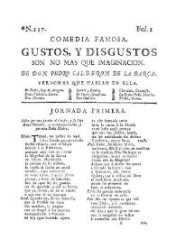 Portada:Gustos, y disgustos son no mas que imaginacion / de Don Pedro Calderon de la Barca