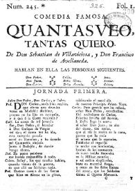 Portada:Quantas veo, tantas quiero / De Don Sebastian de Villaviciosa, y Don Francisco de Avellaneda