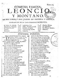 Portada:Leoncio y Montano / de don Diego, y don Joseph de Figueroa y Cordova