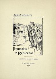 Portada:Fantasías y recuerdos / Por Rafael Altamira y Crevea, ilustraciones de Vicente Bañuls