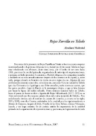 Portada:Rojas Zorrilla en Toledo / Abraham Madroñal Durán
